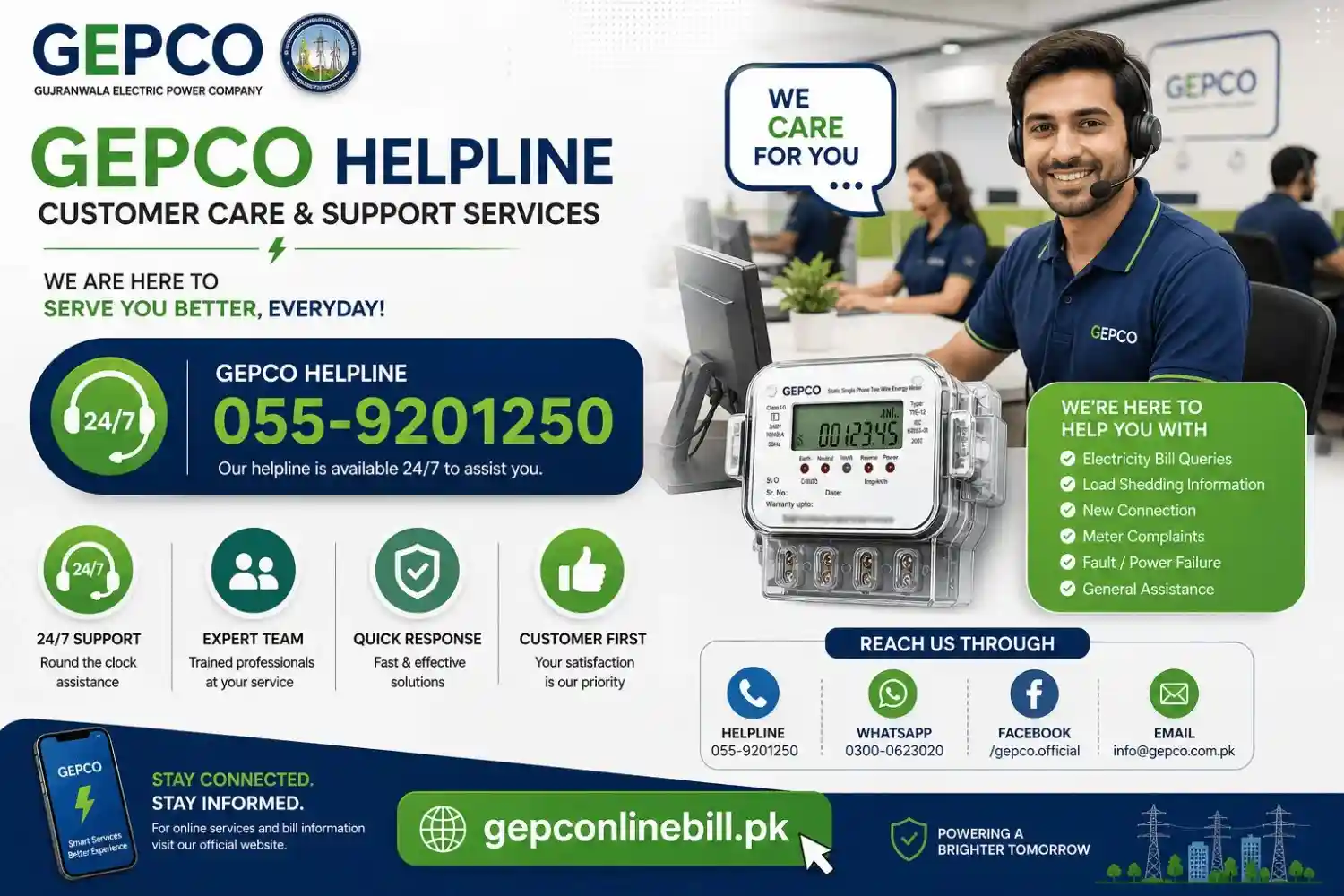 GEPCO Helpline Number-Customer Care & Support services